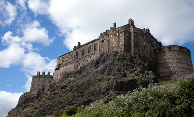 Fototapeta na wymiar Back of Edinburgh Castle, Scotland erected on part of an ancient extinct volcano