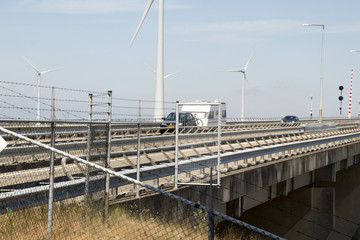 Fototapeta premium Traffic on bridge over Krammers lock