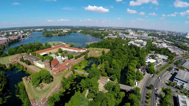 Aerial view. Spandau Citadel. Berlin. Germany. 4K.
