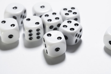 Macro shot of dice on white background