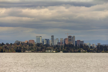 Bellevue WA Skyline along Lake Washington