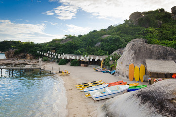 Fototapeta premium beautiful water sports amenities at a boutique resort at Binh Lap peninsula