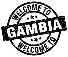 welcome to Gambia black stamp