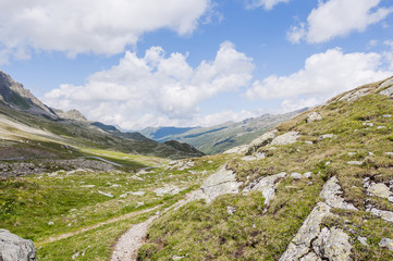 Susch, Wanderweg, Flüela, Flüelapass, Passstrasse, Bergstrasse, Alpen, Schweizer Berge, Engadin,...