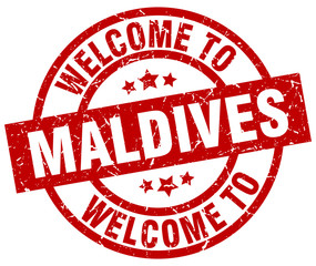 welcome to Maldives red stamp