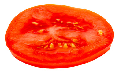 Slice of tomato isolated on white background
