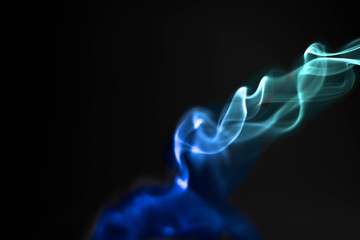 Abstract smoke isolated on black background. (Green and Blue color) No. 4