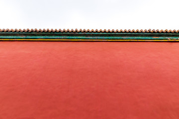 Chinese architecture of wall building in Forbidden city which is a palace complex, the one of...