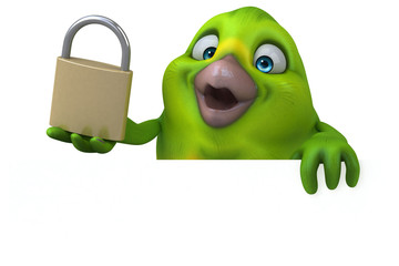Fun green bird - 3D Illustration