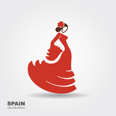 Spanish flamenco dancer. Vector Illustration - obrazy, fototapety, plakaty