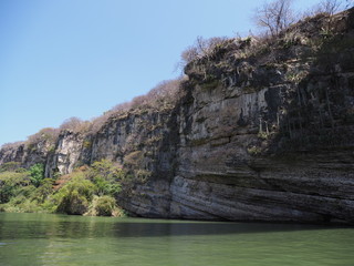 Great rocky cliff of Sumidero canyon at Grijalva river landscapes in Chiapas state in Mexico
