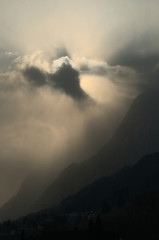 Moody sky in the Swiss Rhine valley at Rüthi SG