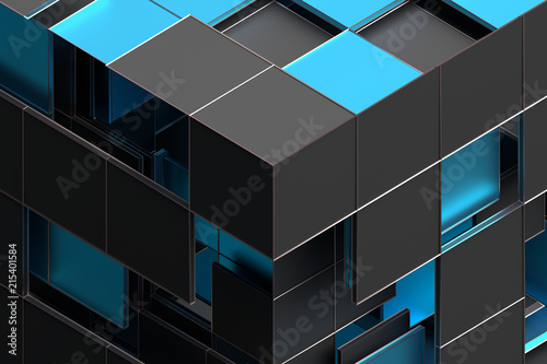 Abstract 3d Rendering Of Geometric Shapes Composition With