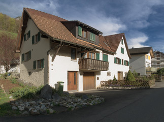 Spring in the Swiss village of Berschis, Walenstadt