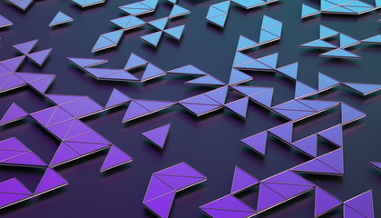 Abstract 3d rendering of geometric surface. Composition with triangles. Futuristic modern background design for poster, cover, branding, banner, placard.
