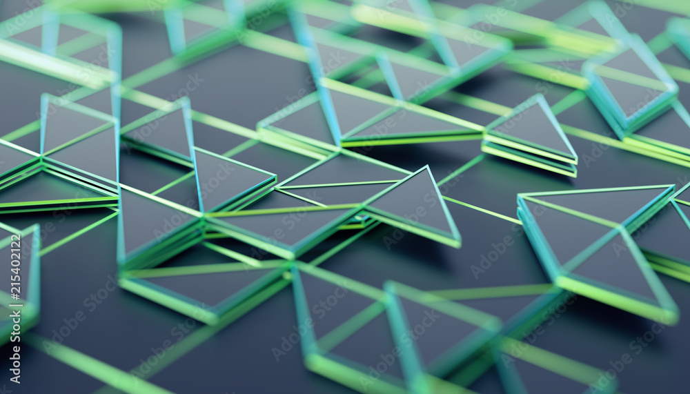 Poster abstract 3d rendering of geometric surface. composition with triangles. futuristic modern background