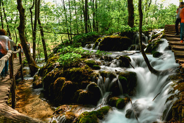Breathtaking view during summer season at Plitvice Lakes National Park in Croatia