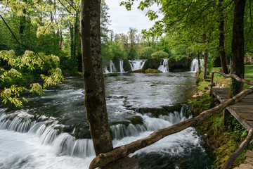 Beautiful waterfall at famous Rastoke village in Slunj, Coratia.