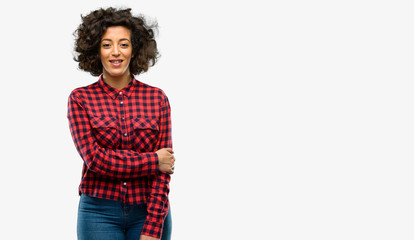 Beautiful arab woman confident and happy with a big natural smile laughing