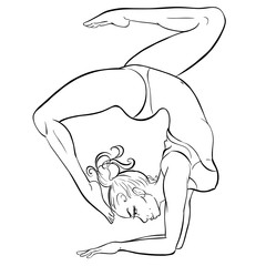 Illustration of woman doing yoga exercise.