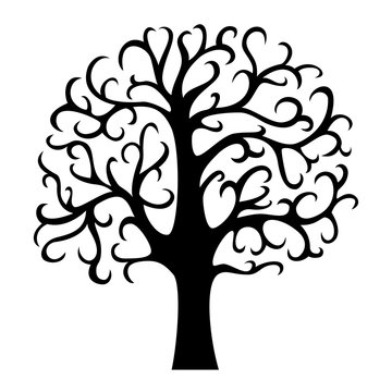 Family tree silhouette. Life tree. Vector illustration isolated
