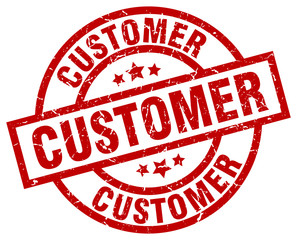 customer round red grunge stamp