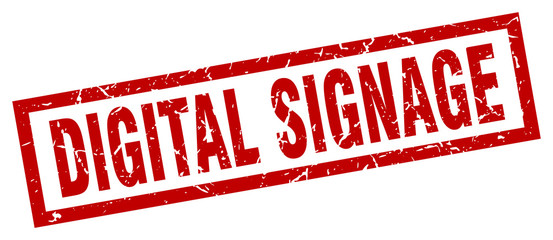 square grunge red digital signage stamp