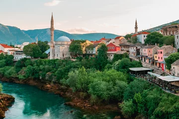 Wall murals Stari Most View of historic Mostar city in Bosnia and Herzegovina.