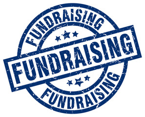 fundraising blue round grunge stamp