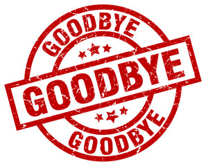 goodbye round red grunge stamp