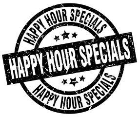 happy hour specials round grunge black stamp