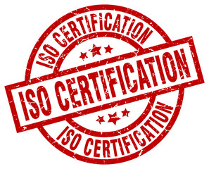 iso certification round red grunge stamp