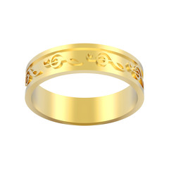 3D illustration isolated gold modern music ring with note treble clef