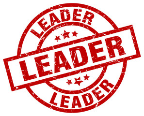 leader round red grunge stamp