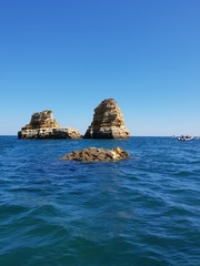 Ponta da Piedade, stunning rock formations and pristine sea, near Lagos in Portugal.