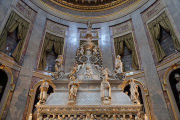 BOLOGNA, ITALY - JULY 20, 2018: Interior of the Basilica of San Domenico. Built in the 13th century
