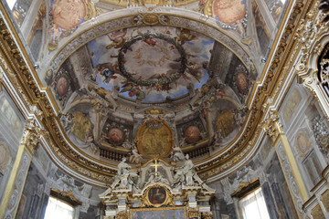 Fototapeta na wymiar BOLOGNA, ITALY - JULY 20, 2018: Interior of the Basilica of San Domenico. Built in the 13th century 