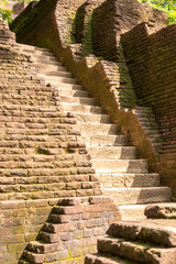 Fototapeta premium Staircase up to the famous, ancient rock fortress Sigiriya in the Central Province of Sri Lanka