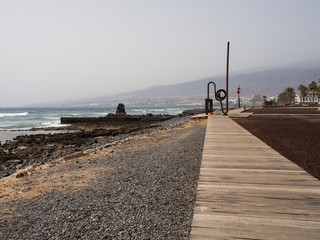 Sculpture on beach of Playa de las Americas. Tenerife Island, Canaries © Stephen Davies
