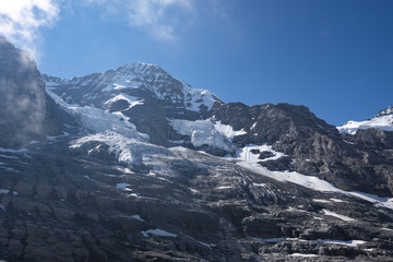 Fototapeta na wymiar North face of the Monch (4104 m) from eigergletscher train station, Bernese Alps, Jungfrau Region, Switzerland