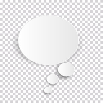 Cloud Icon, White Thought Bubble On Transparent Checked Background For Infographic Design. Vector Illustration