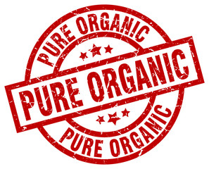 pure organic round red grunge stamp