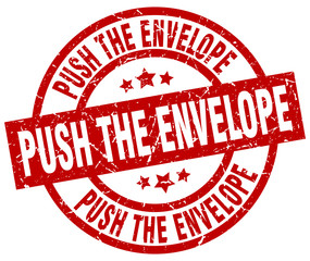 push the envelope round red grunge stamp