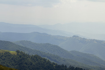 A blue haze on the horizon in the mountains, Ukrainian carpathians