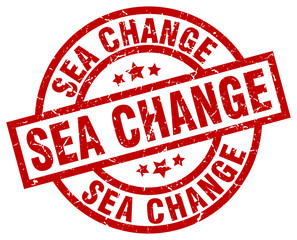 sea change round red grunge stamp