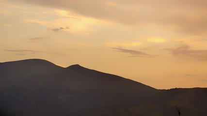Fototapeta na wymiar Sunset in the mountains, Ukrainian Carpathians