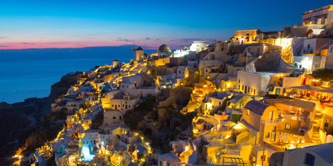 View of Oia the most beautiful village of Santorini island in Greece.