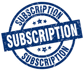 subscription blue round grunge stamp