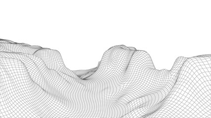Abstract  wireframe landscape background. Cyberspace grid. 3d technology   illustration. Digital   for presentations .