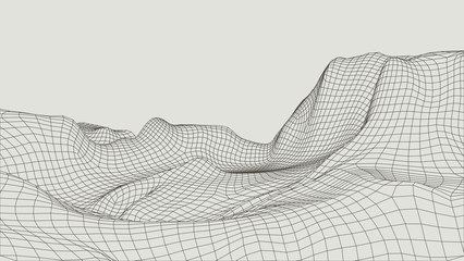 Abstract  wireframe landscape background. Cyberspace grid. 3d technology   illustration. Digital   for presentations .